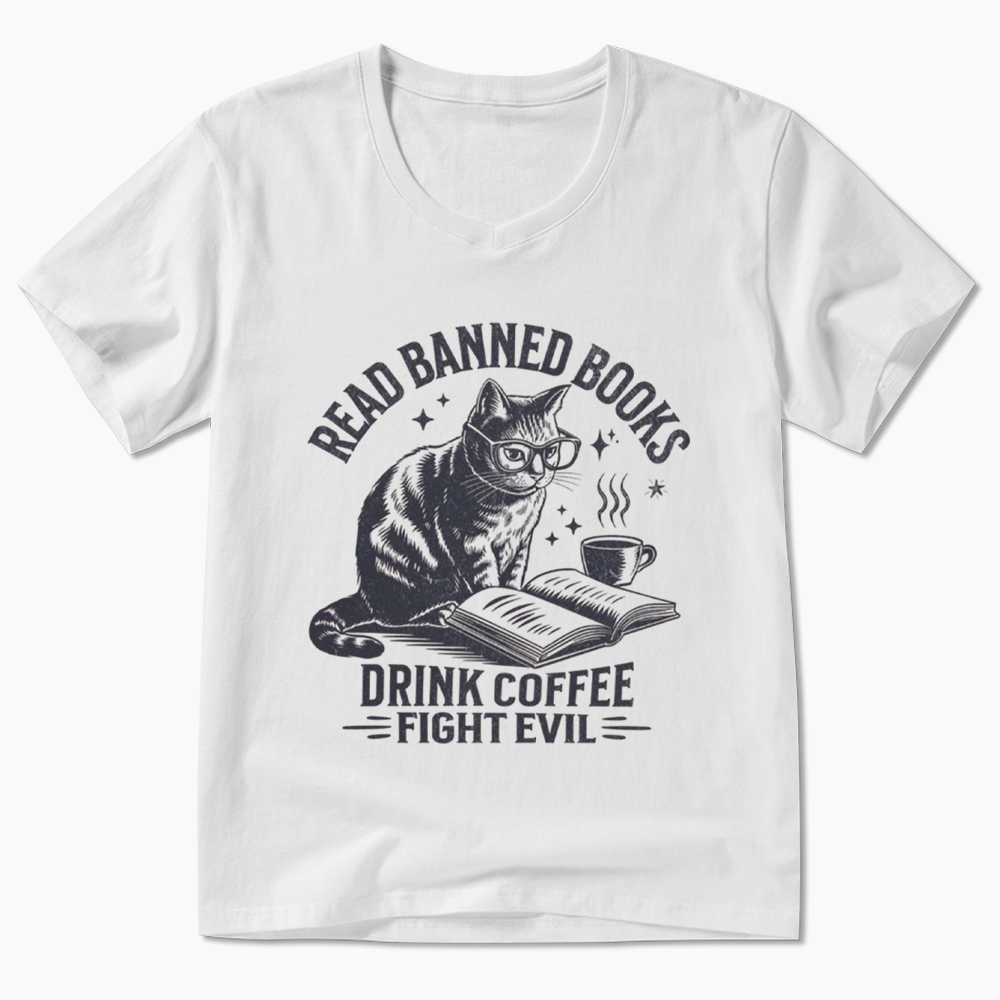 Read Books Drink Coffee Fight Evil V-Neck Classic T-Shirt