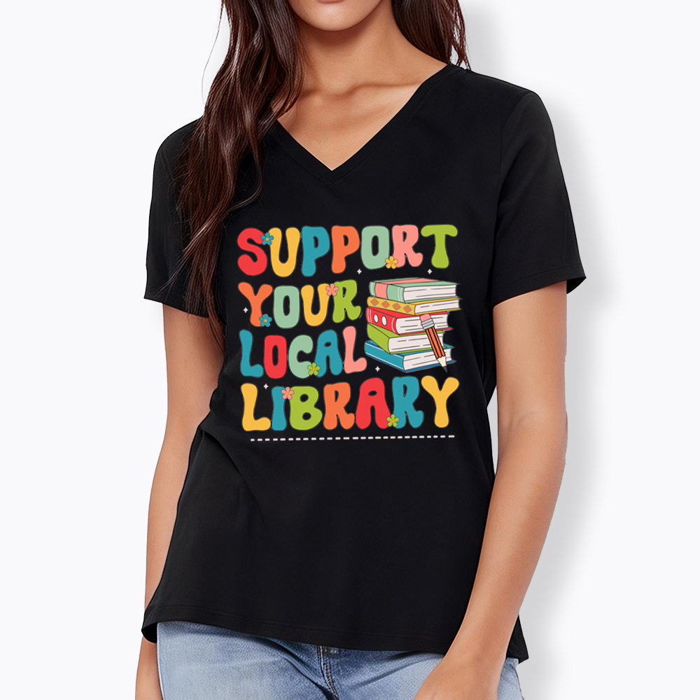 Support Your Local Library V-Neck Classic T-Shirt