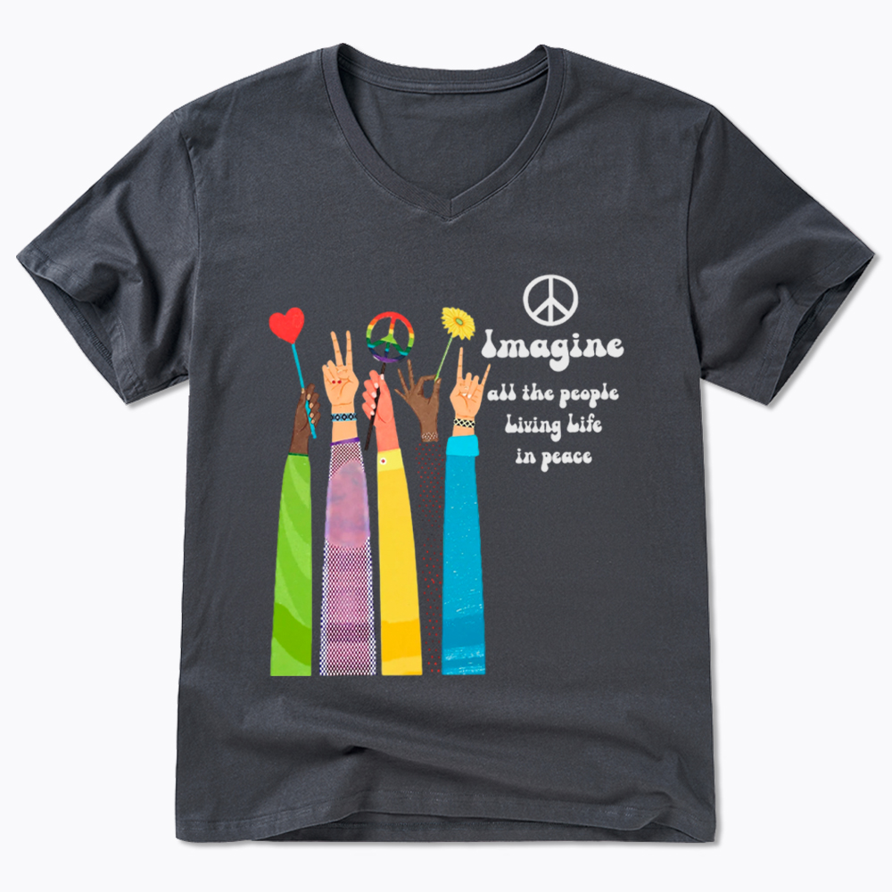 Imagine All The People Living Life In Peace V-Neck Classic T-Shirt