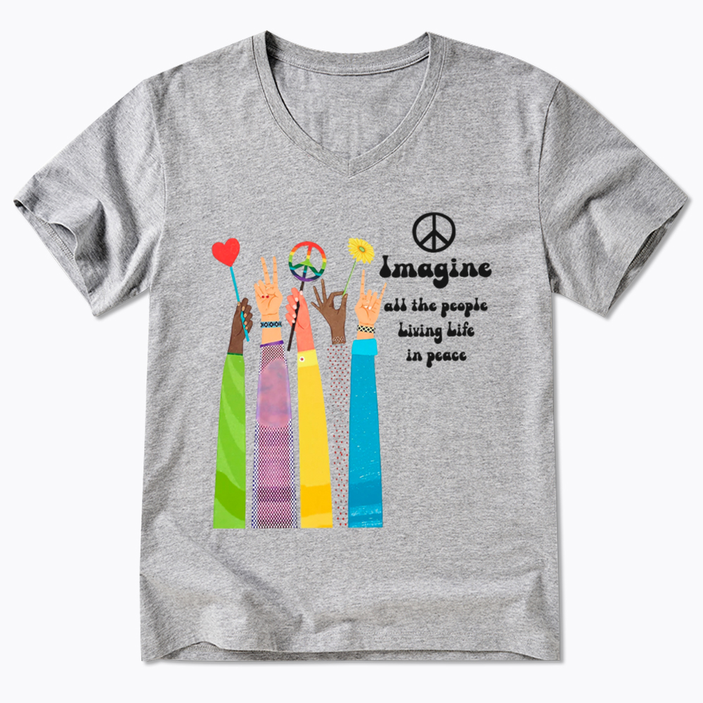 Imagine All The People Living Life In Peace V-Neck Classic T-Shirt
