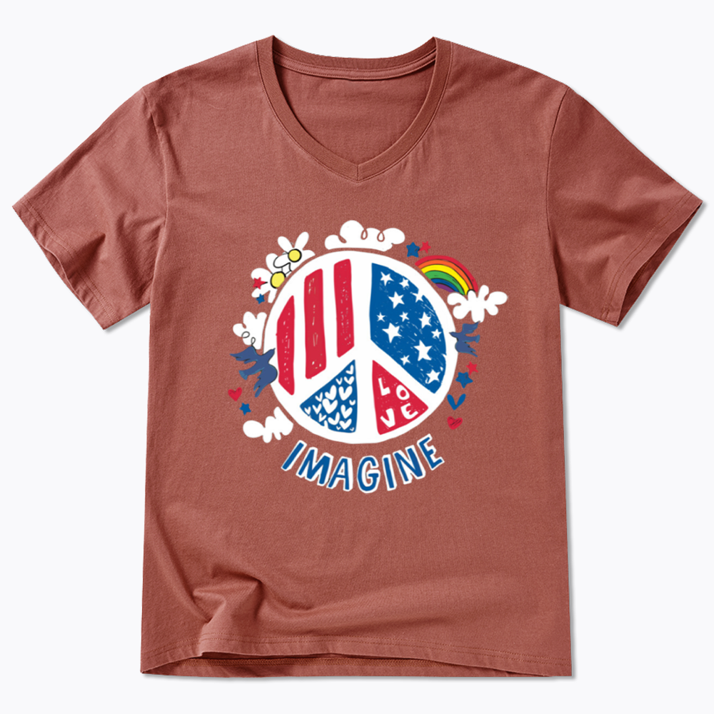 Imagine Love Imagine Peace V-Neck Classic T-Shirts