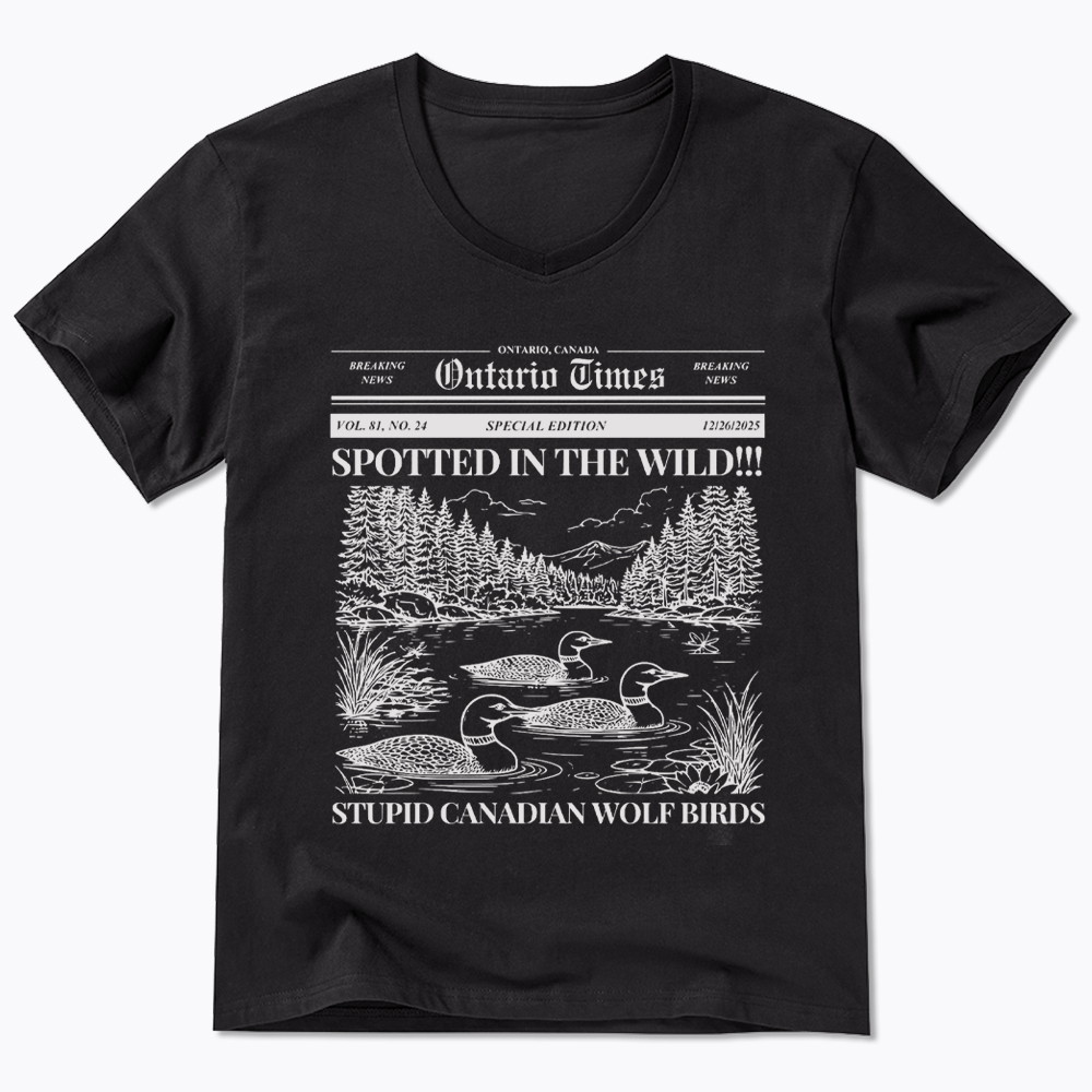 Stupid Canadian Wolf Bird V-Neck Classic T-Shirt