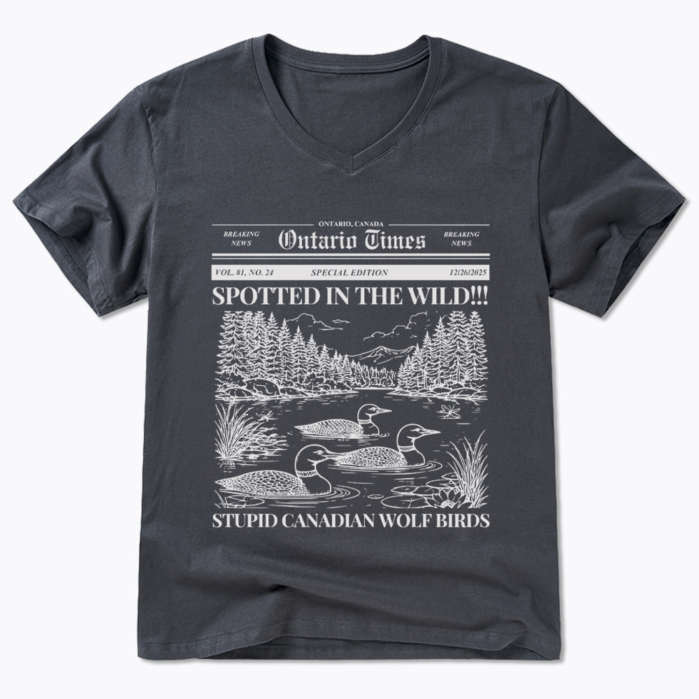 Stupid Canadian Wolf Bird V-Neck Classic T-Shirt
