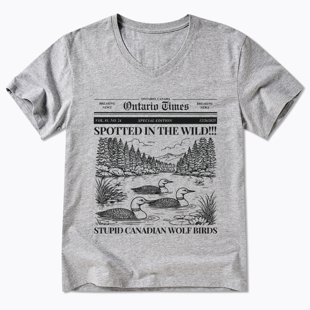 Stupid Canadian Wolf Bird V-Neck Classic T-Shirt