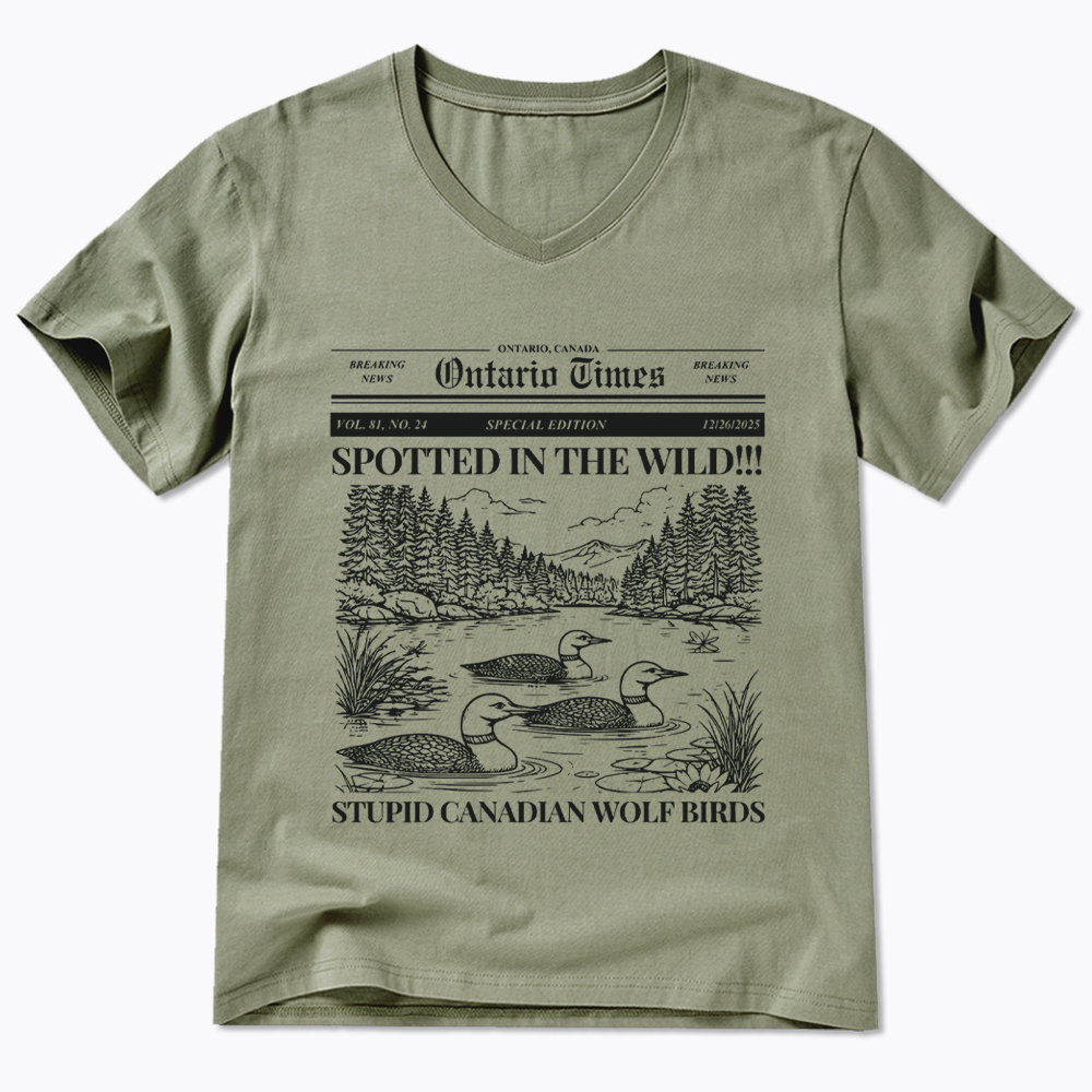 Stupid Canadian Wolf Bird V-Neck Classic T-Shirt
