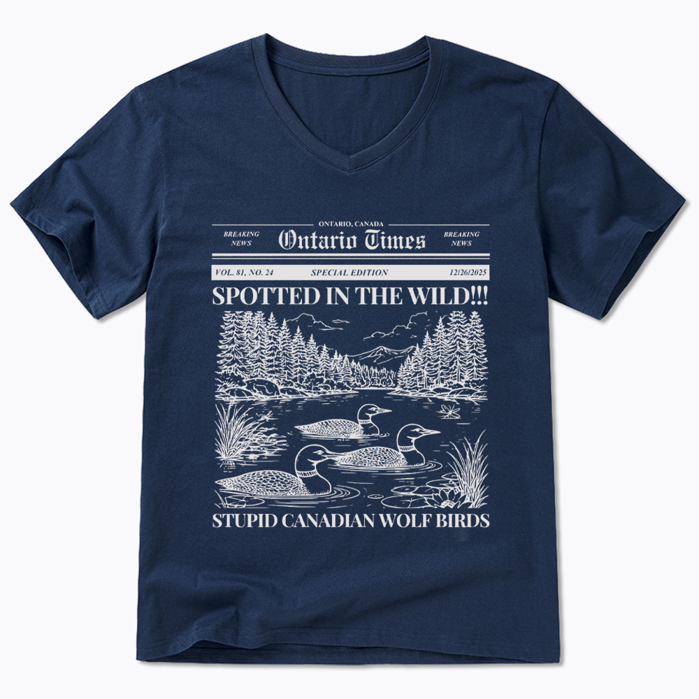 Stupid Canadian Wolf Bird V-Neck Classic T-Shirt