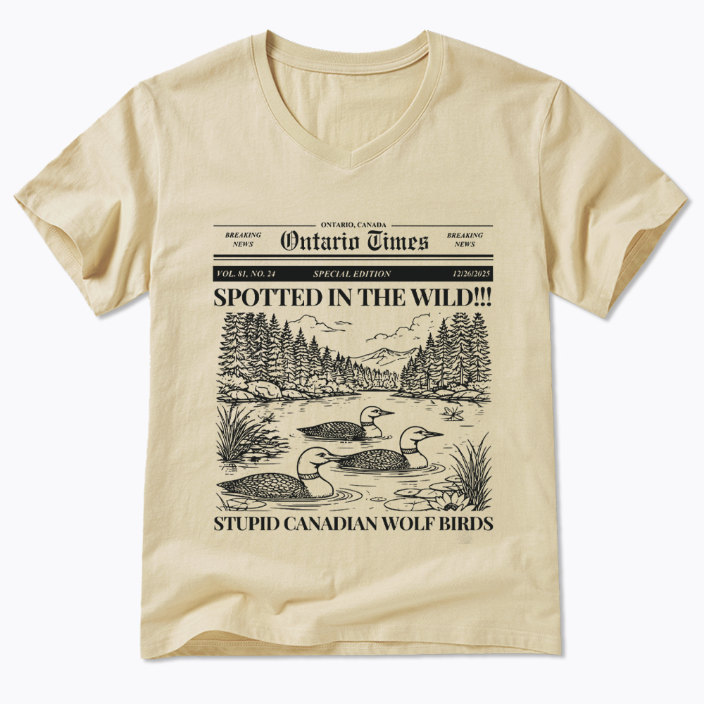 Stupid Canadian Wolf Bird V-Neck Classic T-Shirt
