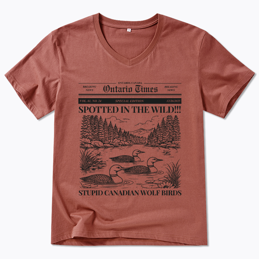 Stupid Canadian Wolf Bird V-Neck Classic T-Shirt