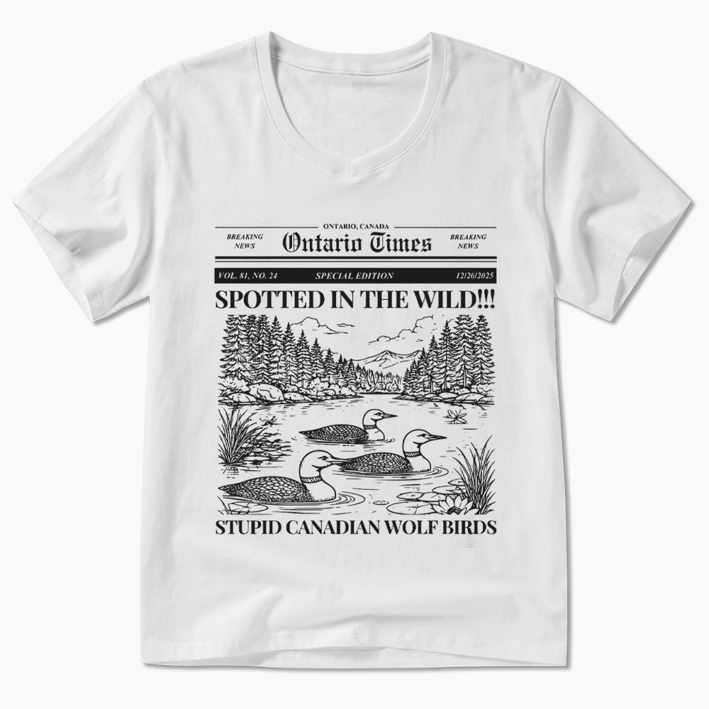 Stupid Canadian Wolf Bird V-Neck Classic T-Shirt