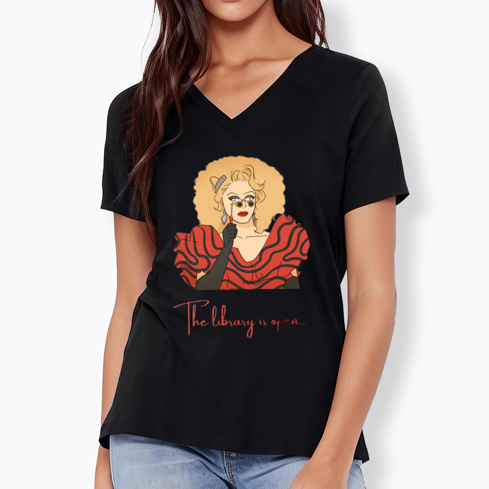 The Library Is Open V-Neck Classic T-Shirt
