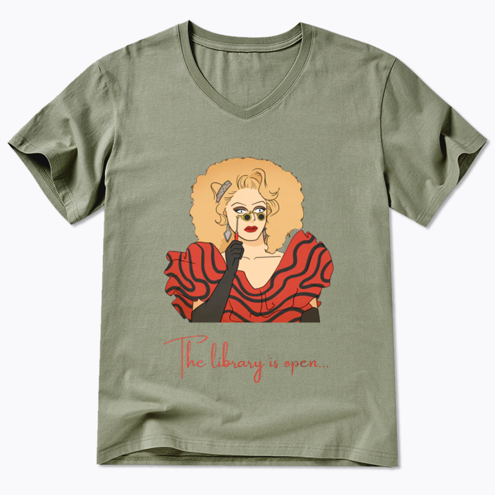 The Library Is Open V-Neck Classic T-Shirt