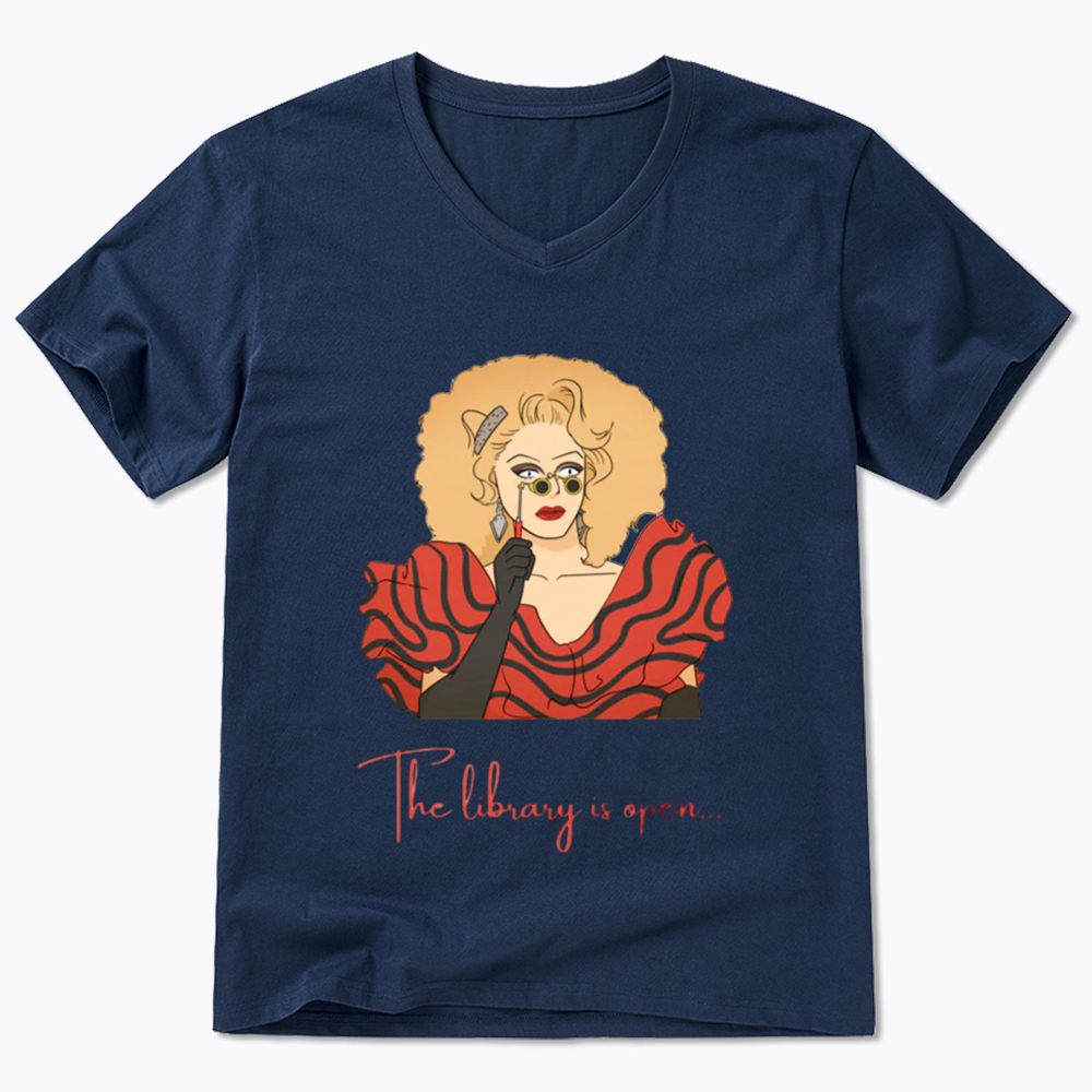 The Library Is Open V-Neck Classic T-Shirt