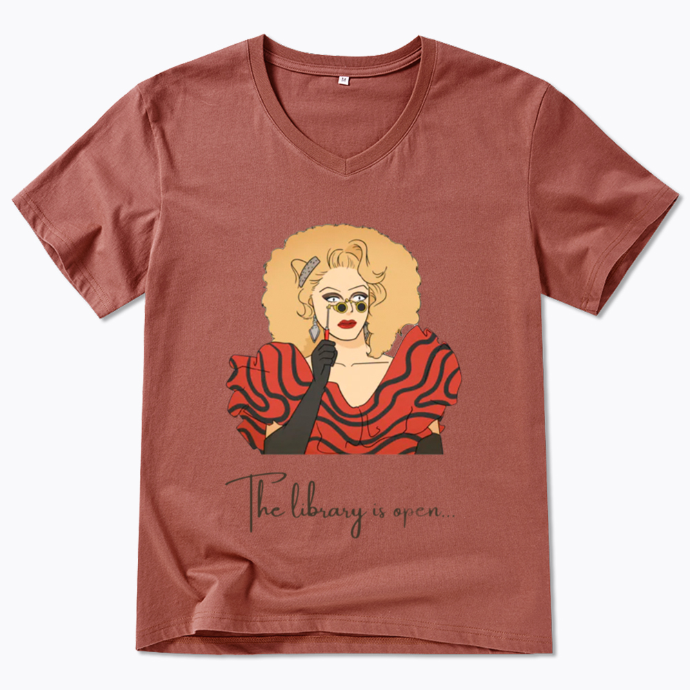 The Library Is Open V-Neck Classic T-Shirt