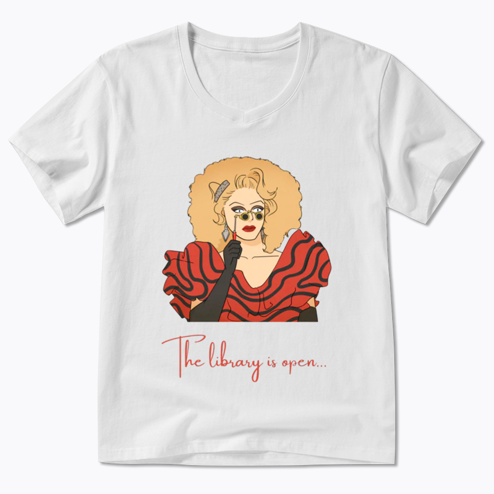 The Library Is Open V-Neck Classic T-Shirt