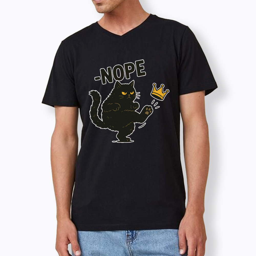 No Kings in America Black Cat V-Neck Classic T-Shirt