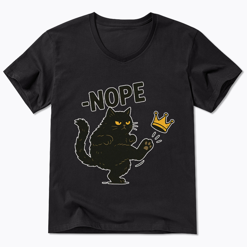 No Kings in America Black Cat V-Neck Classic T-Shirt