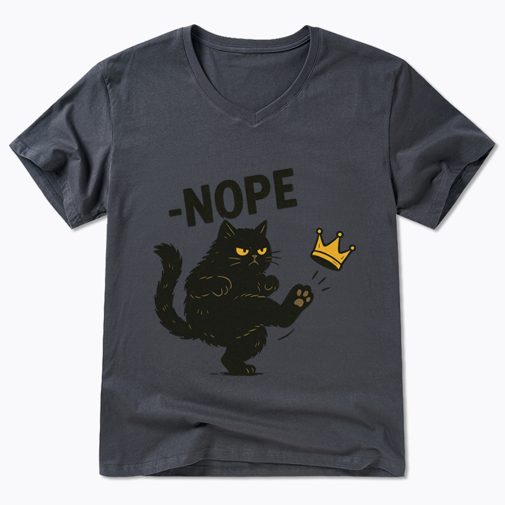 No Kings in America Black Cat V-Neck Classic T-Shirt