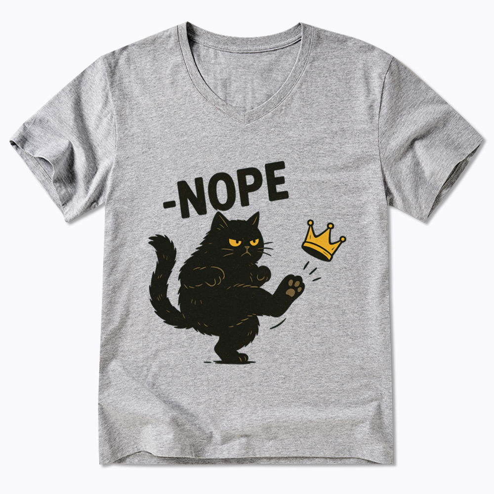 No Kings in America Black Cat V-Neck Classic T-Shirt