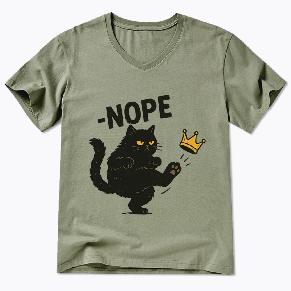 No Kings in America Black Cat V-Neck Classic T-Shirt