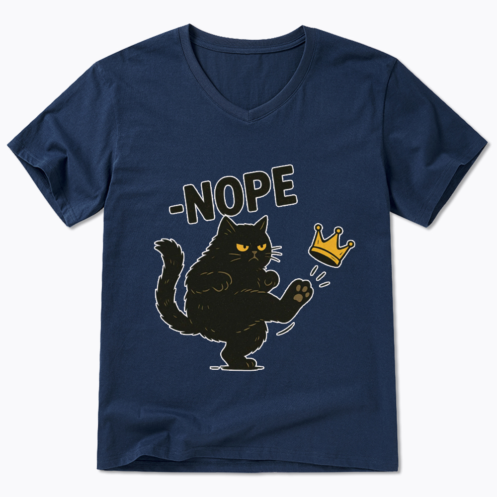 No Kings in America Black Cat V-Neck Classic T-Shirt