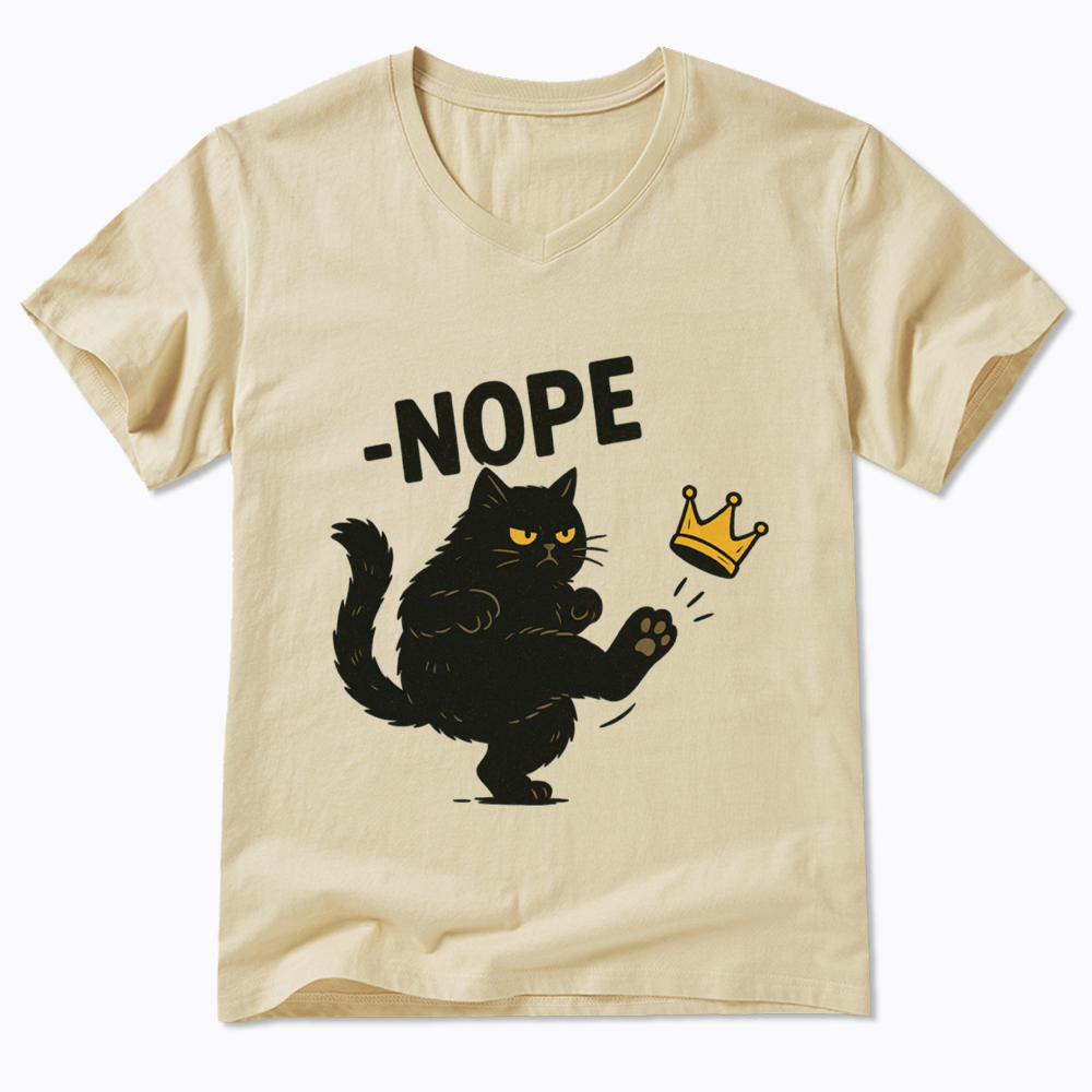 No Kings in America Black Cat V-Neck Classic T-Shirt