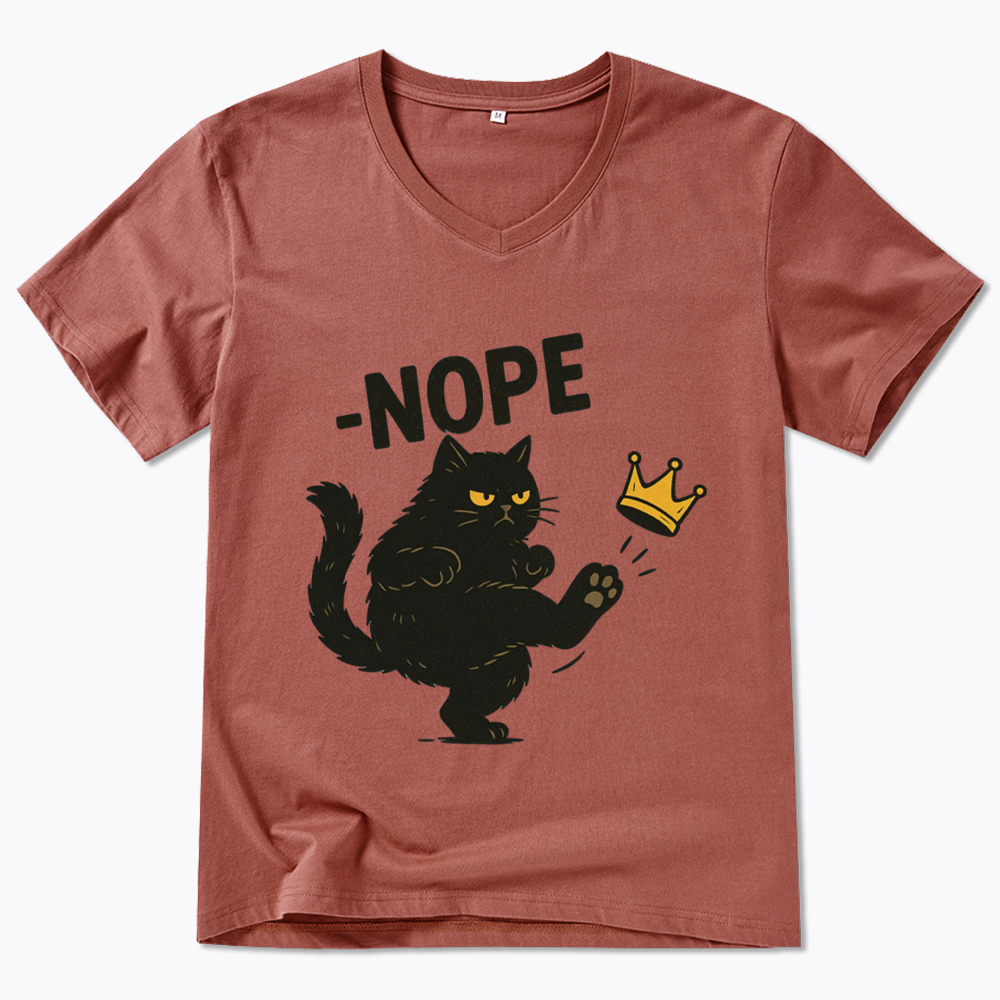 No Kings in America Black Cat V-Neck Classic T-Shirt