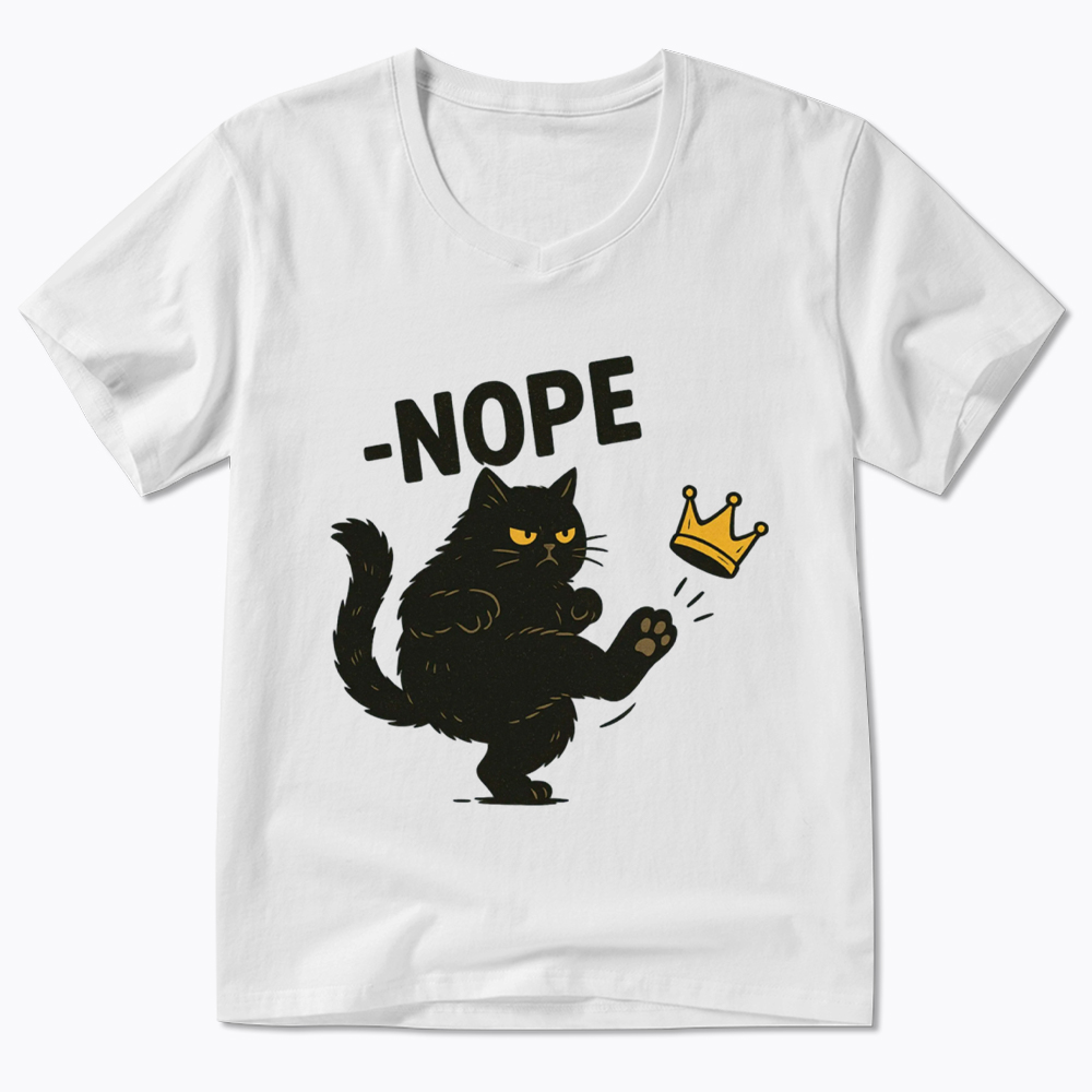 No Kings in America Black Cat V-Neck Classic T-Shirt