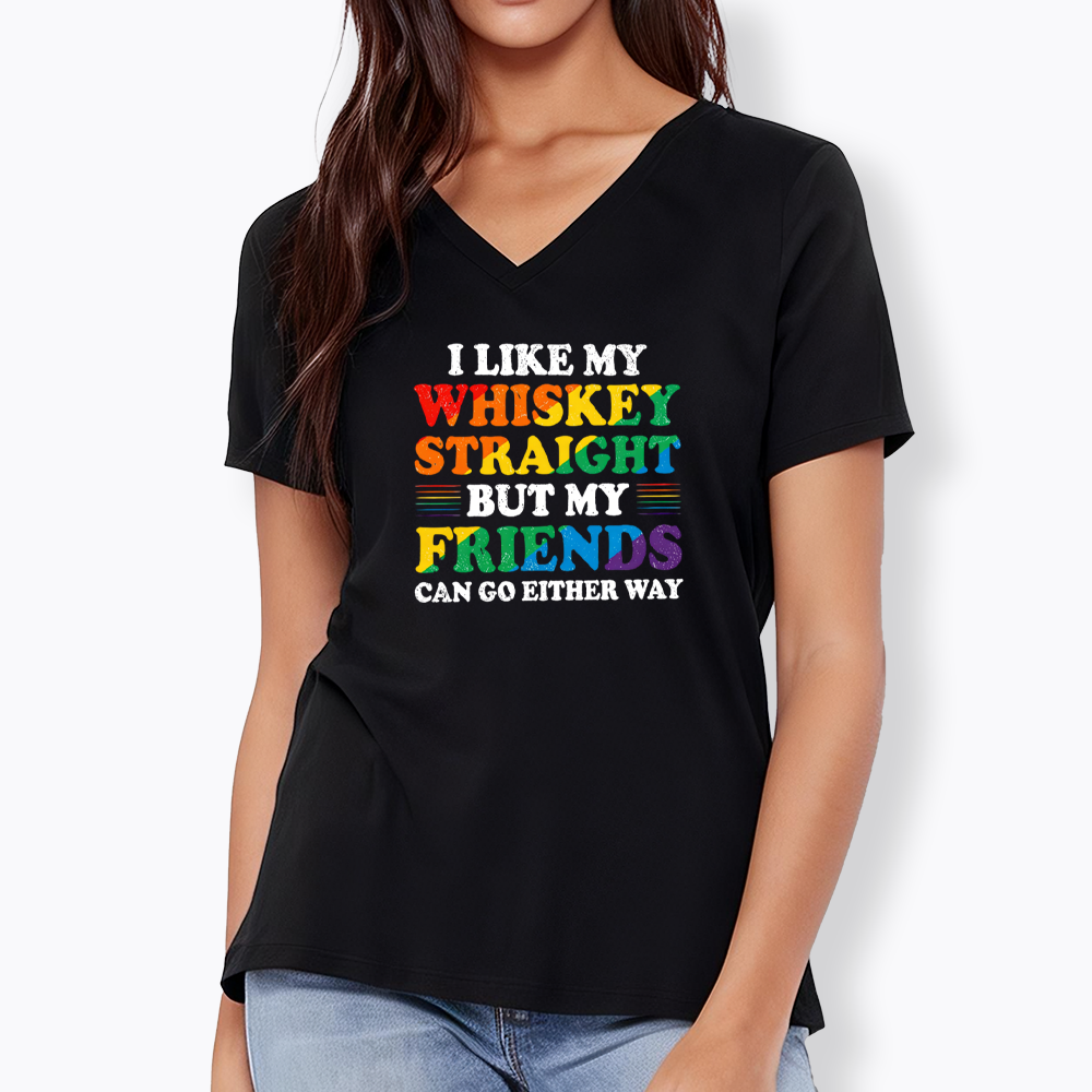 I Like My Whiskey Straight V-Neck Classic T-Shirt