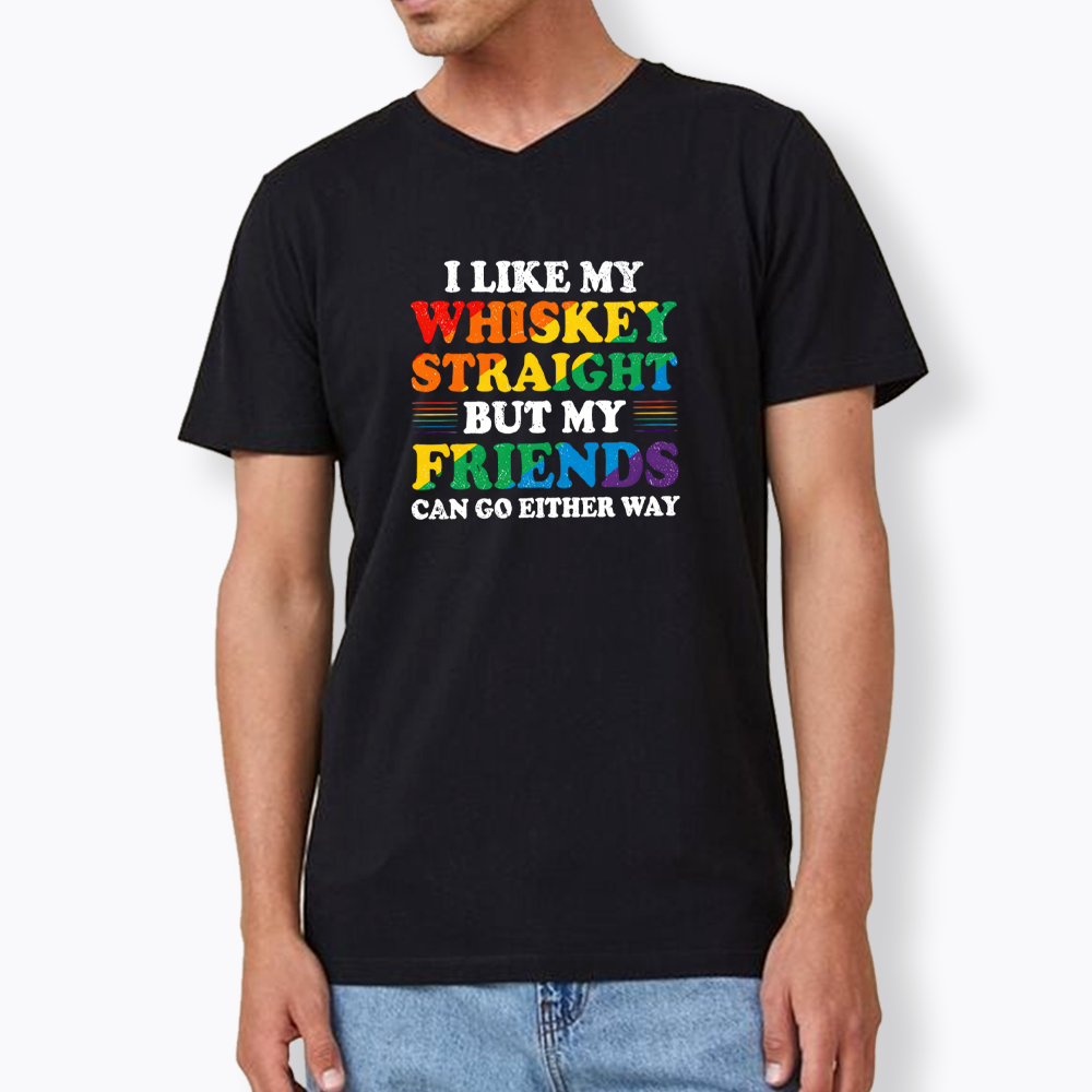 I Like My Whiskey Straight V-Neck Classic T-Shirt