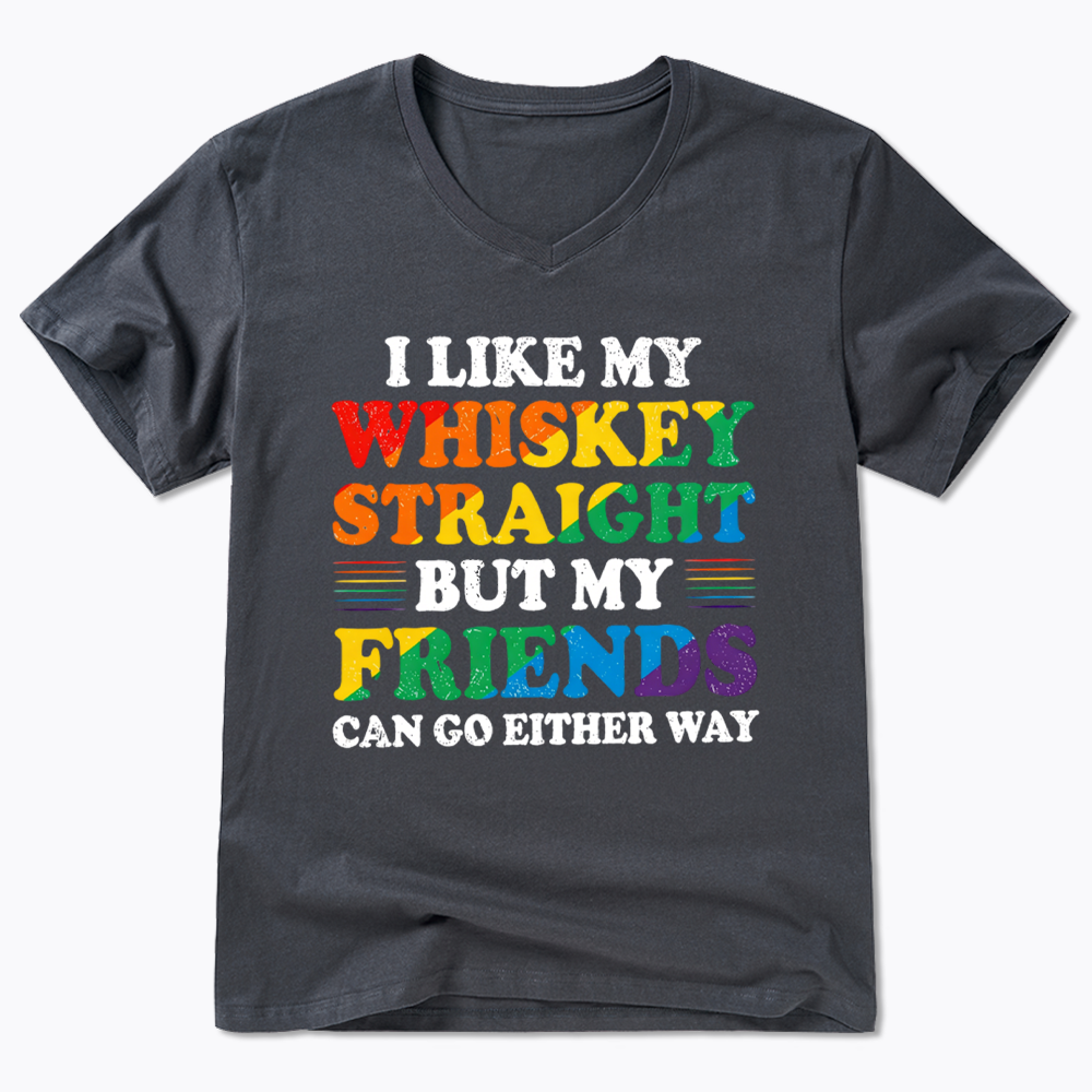 I Like My Whiskey Straight V-Neck Classic T-Shirt