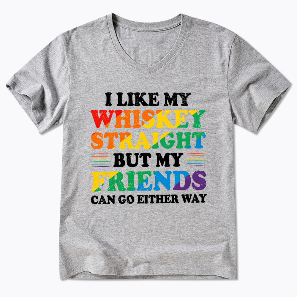 I Like My Whiskey Straight V-Neck Classic T-Shirt