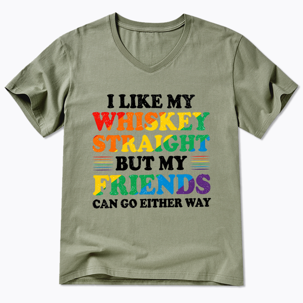 I Like My Whiskey Straight V-Neck Classic T-Shirt