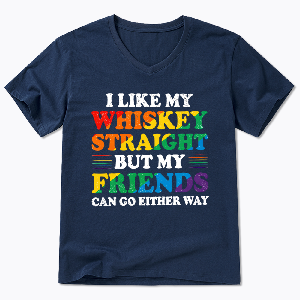 I Like My Whiskey Straight V-Neck Classic T-Shirt