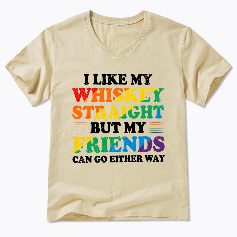 I Like My Whiskey Straight V-Neck Classic T-Shirt
