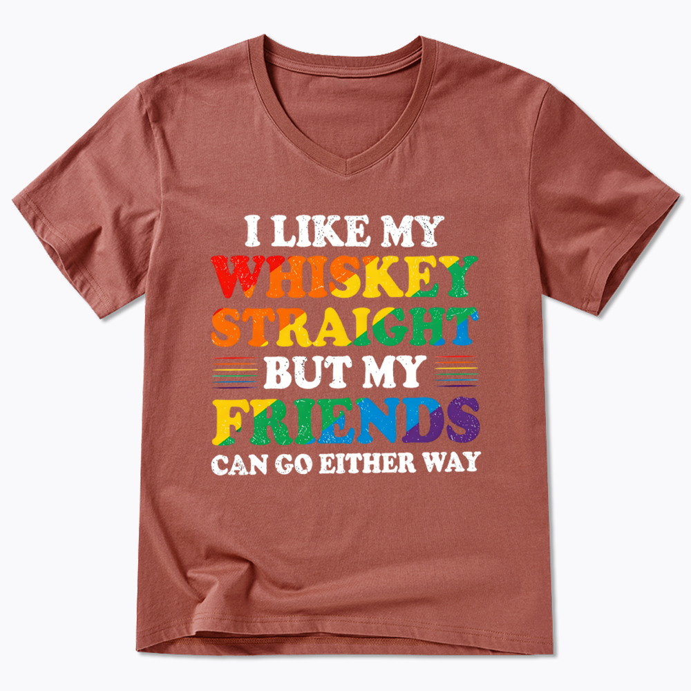 I Like My Whiskey Straight V-Neck Classic T-Shirt