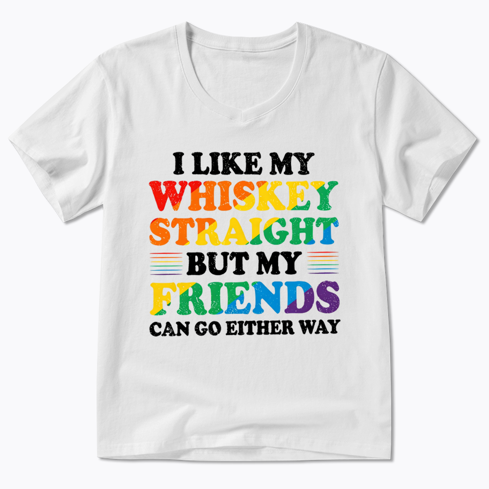 I Like My Whiskey Straight V-Neck Classic T-Shirt