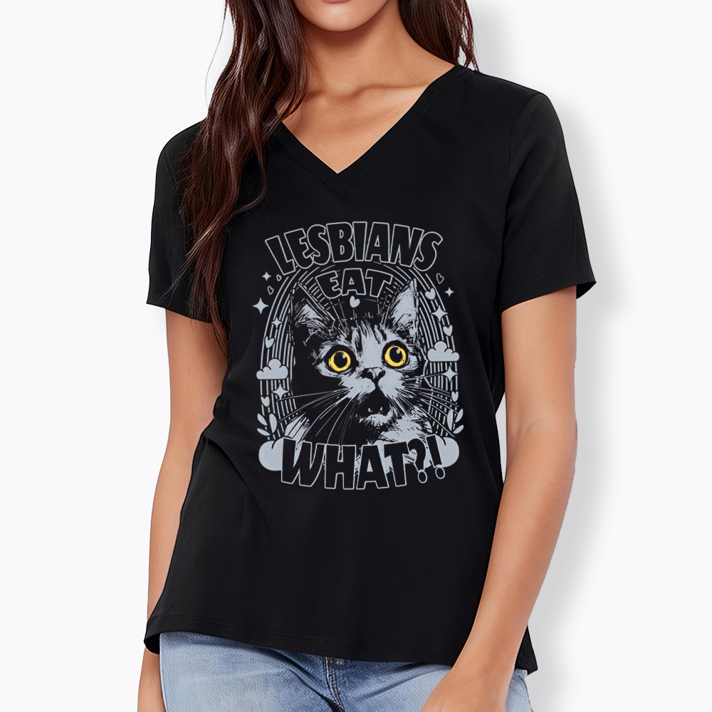 Cat LGBTQ Lesbians Eat What V-Neck Classic T-Shirt