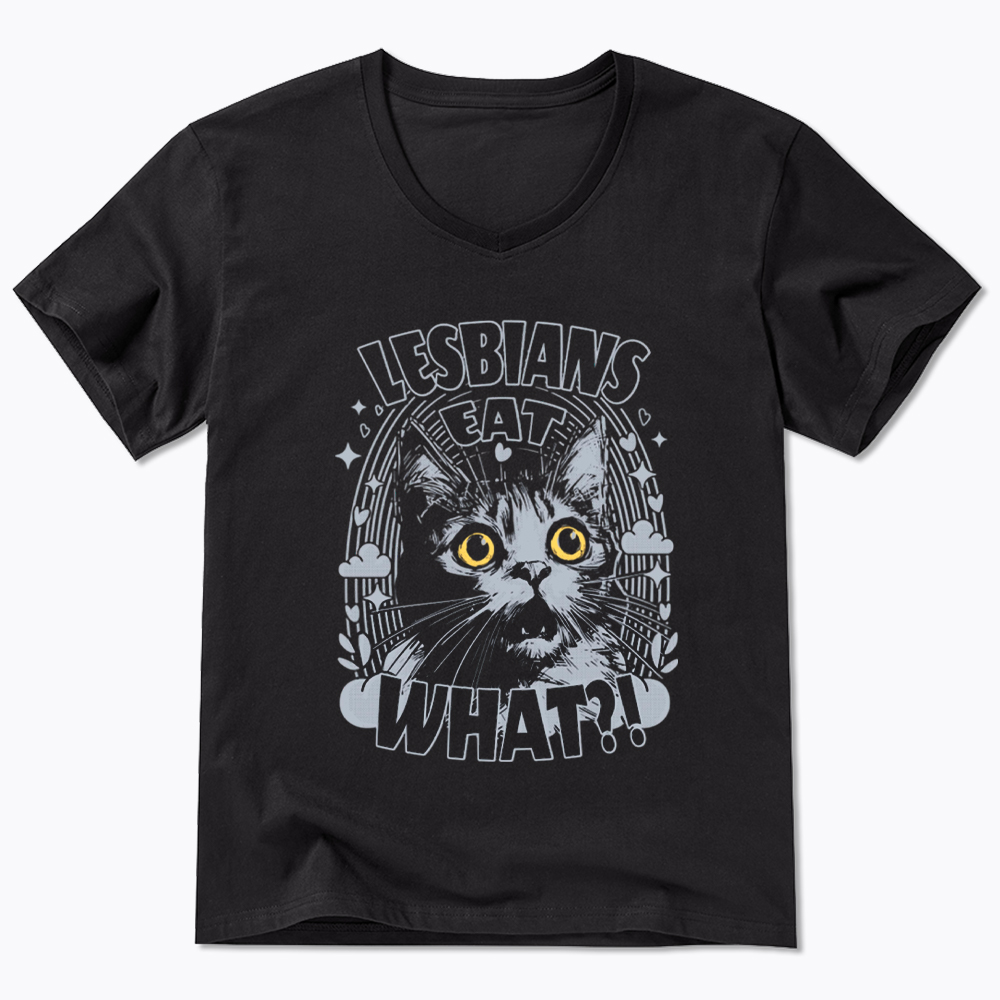 Cat LGBTQ Lesbians Eat What V-Neck Classic T-Shirt