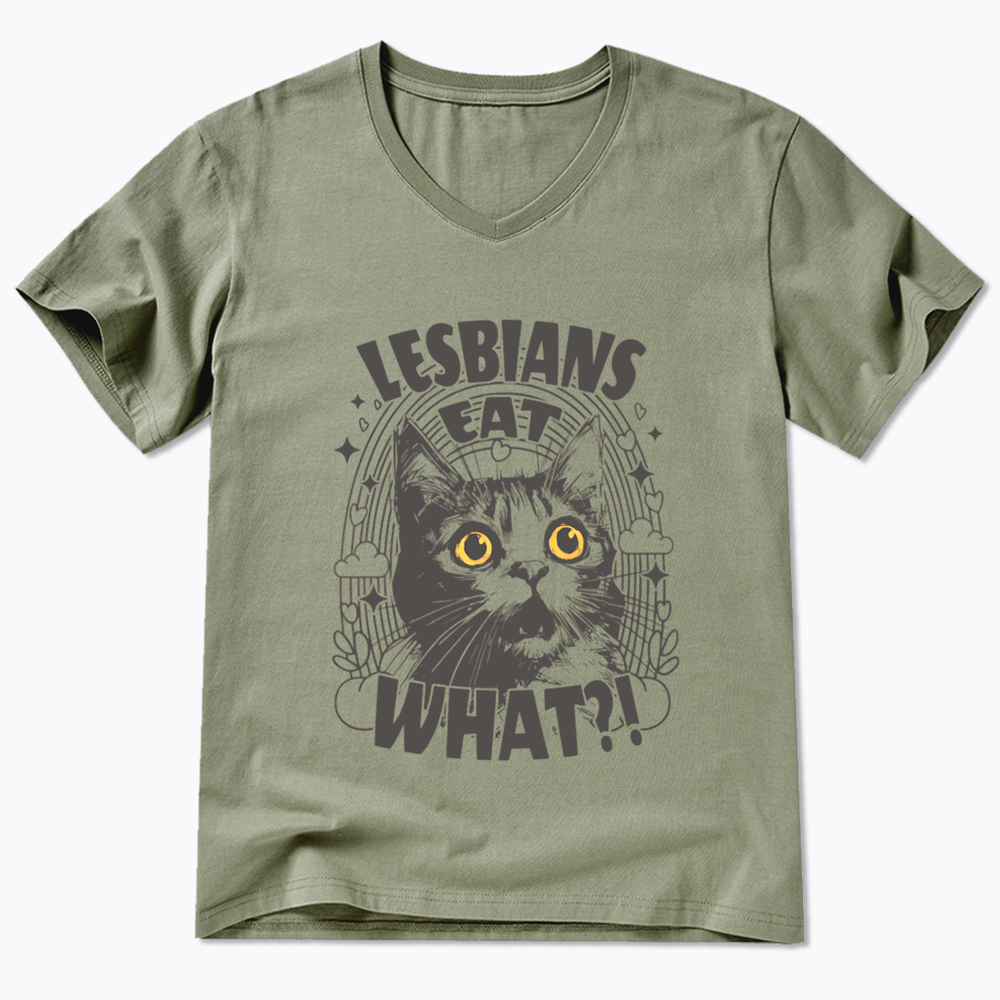 Cat LGBTQ Lesbians Eat What V-Neck Classic T-Shirt