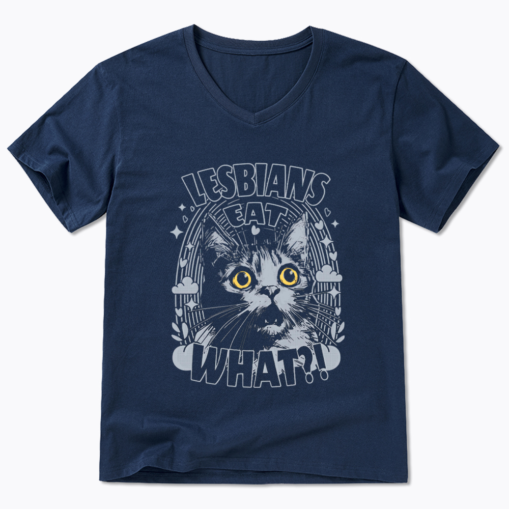Cat LGBTQ Lesbians Eat What V-Neck Classic T-Shirt