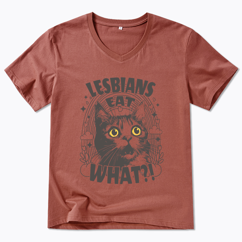 Cat LGBTQ Lesbians Eat What V-Neck Classic T-Shirt