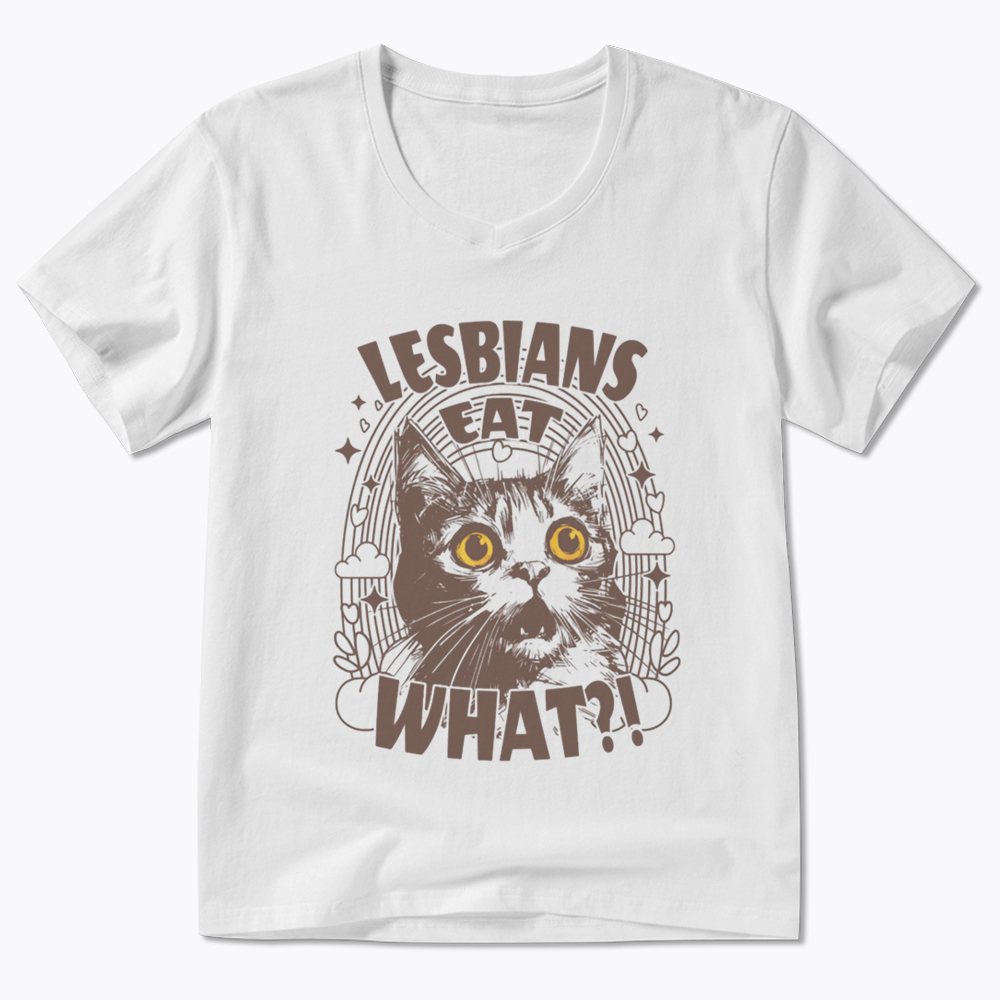 Cat LGBTQ Lesbians Eat What V-Neck Classic T-Shirt