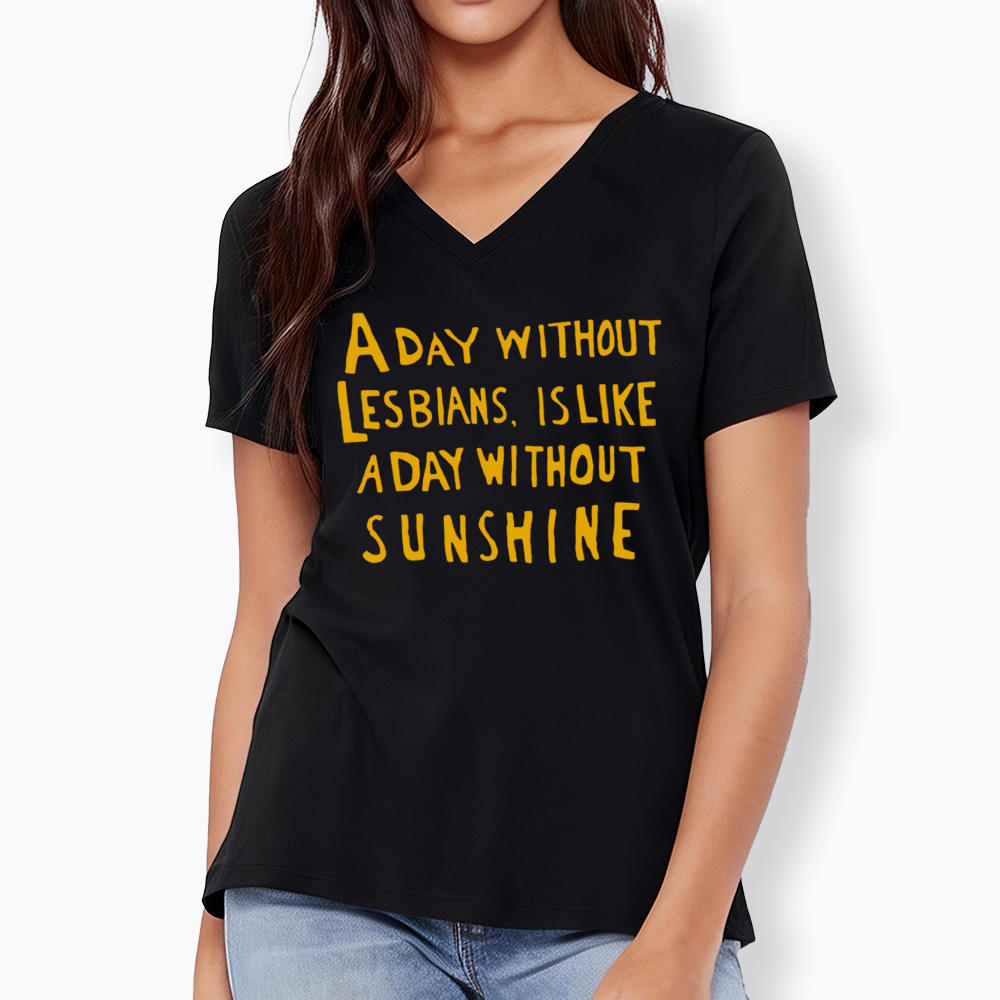 Day Without Sunshine Lesbian V-Neck Classic T-Shirt