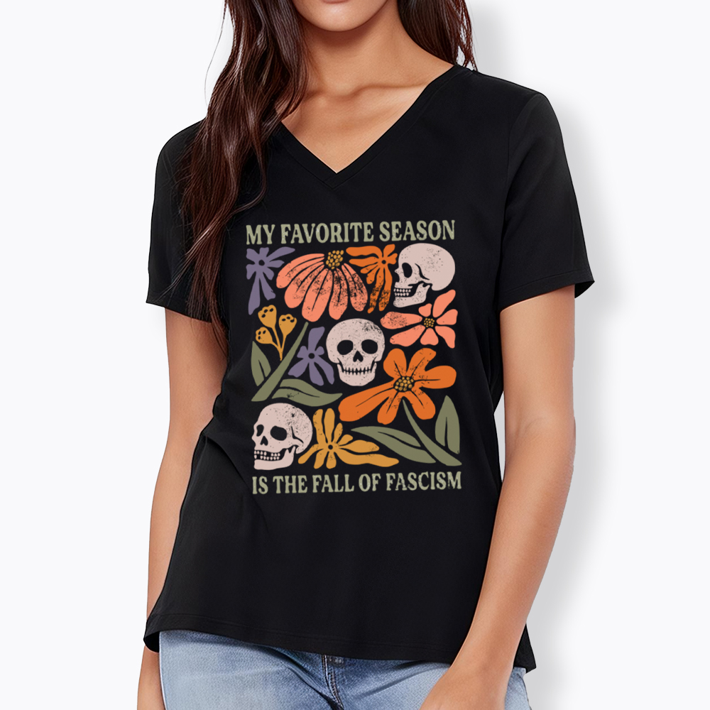 My Favorite Season Floral Skull V-Neck Classic T-Shirt