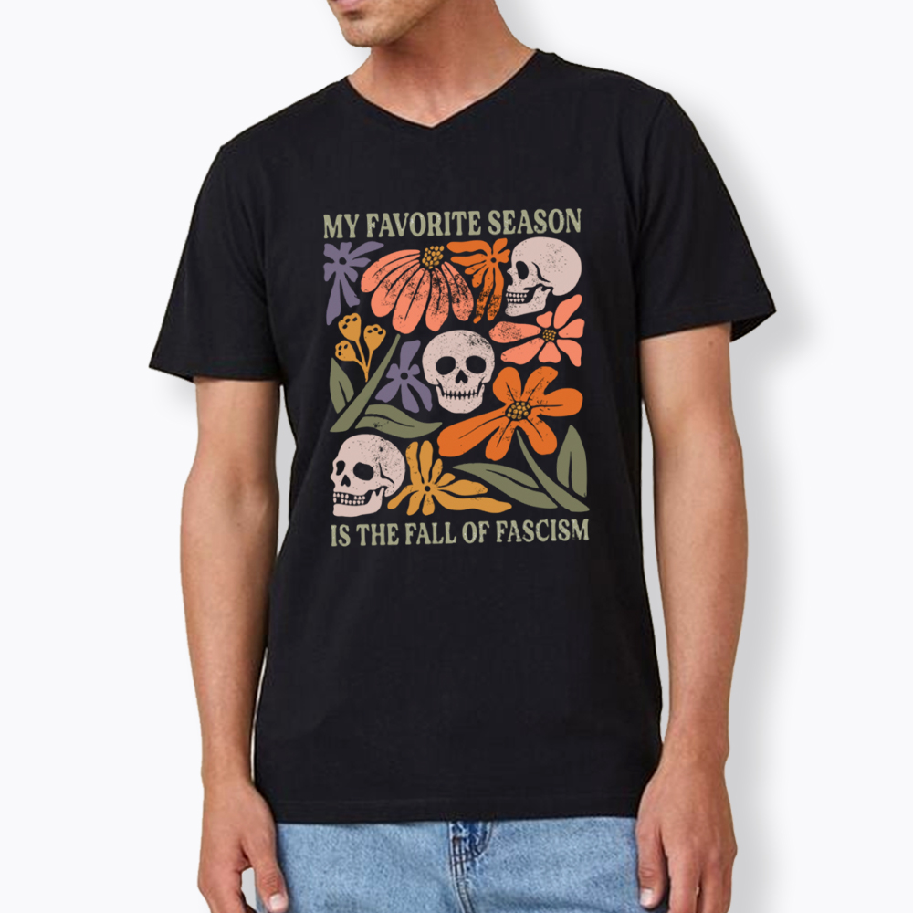 My Favorite Season Floral Skull V-Neck Classic T-Shirt