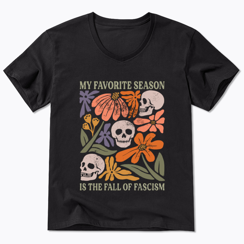 My Favorite Season Floral Skull V-Neck Classic T-Shirt