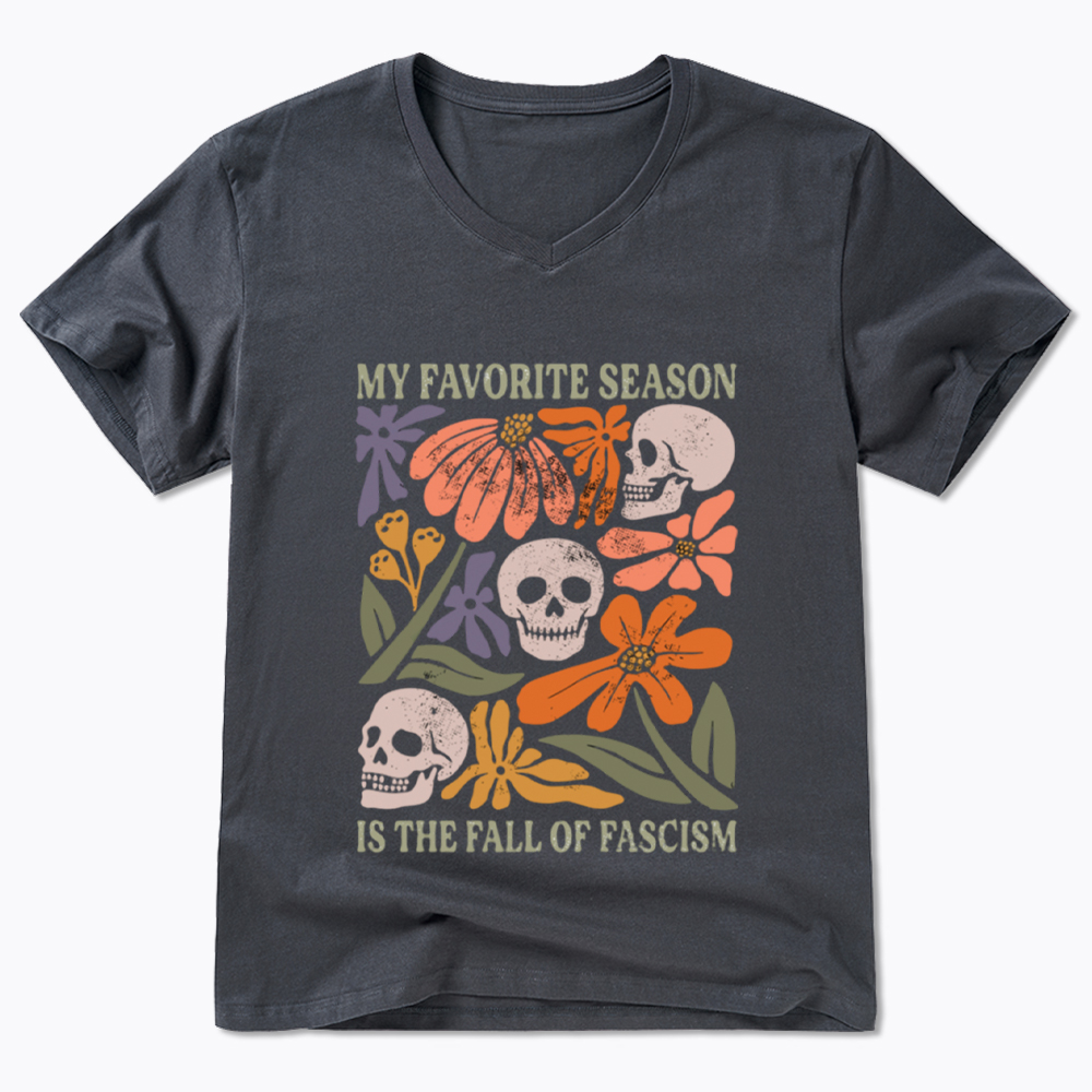My Favorite Season Floral Skull V-Neck Classic T-Shirt