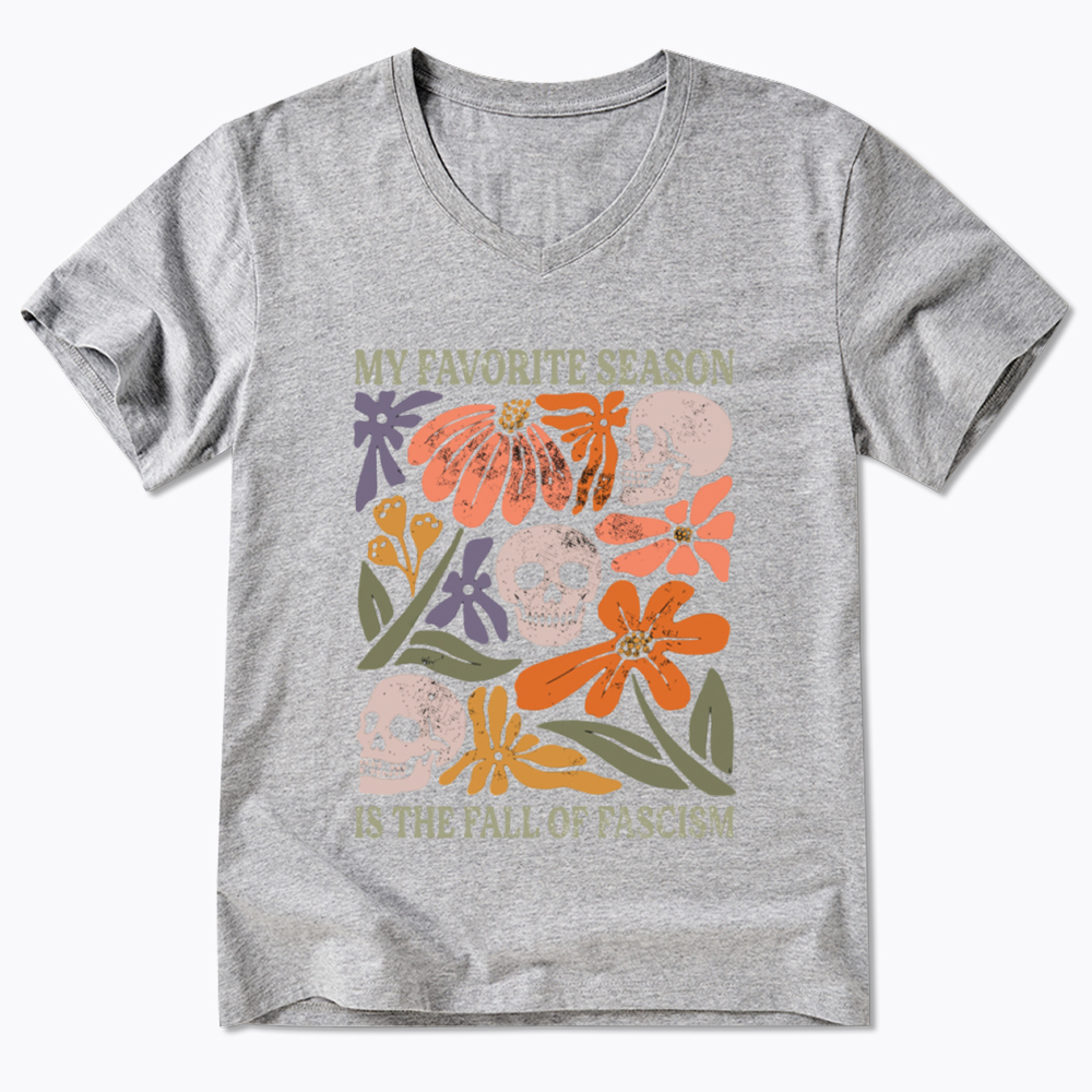 My Favorite Season Floral Skull V-Neck Classic T-Shirt