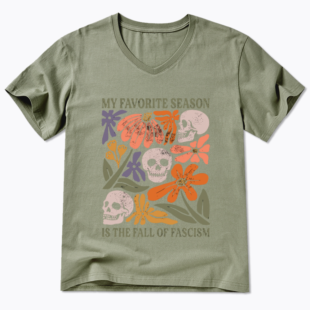 My Favorite Season Floral Skull V-Neck Classic T-Shirt