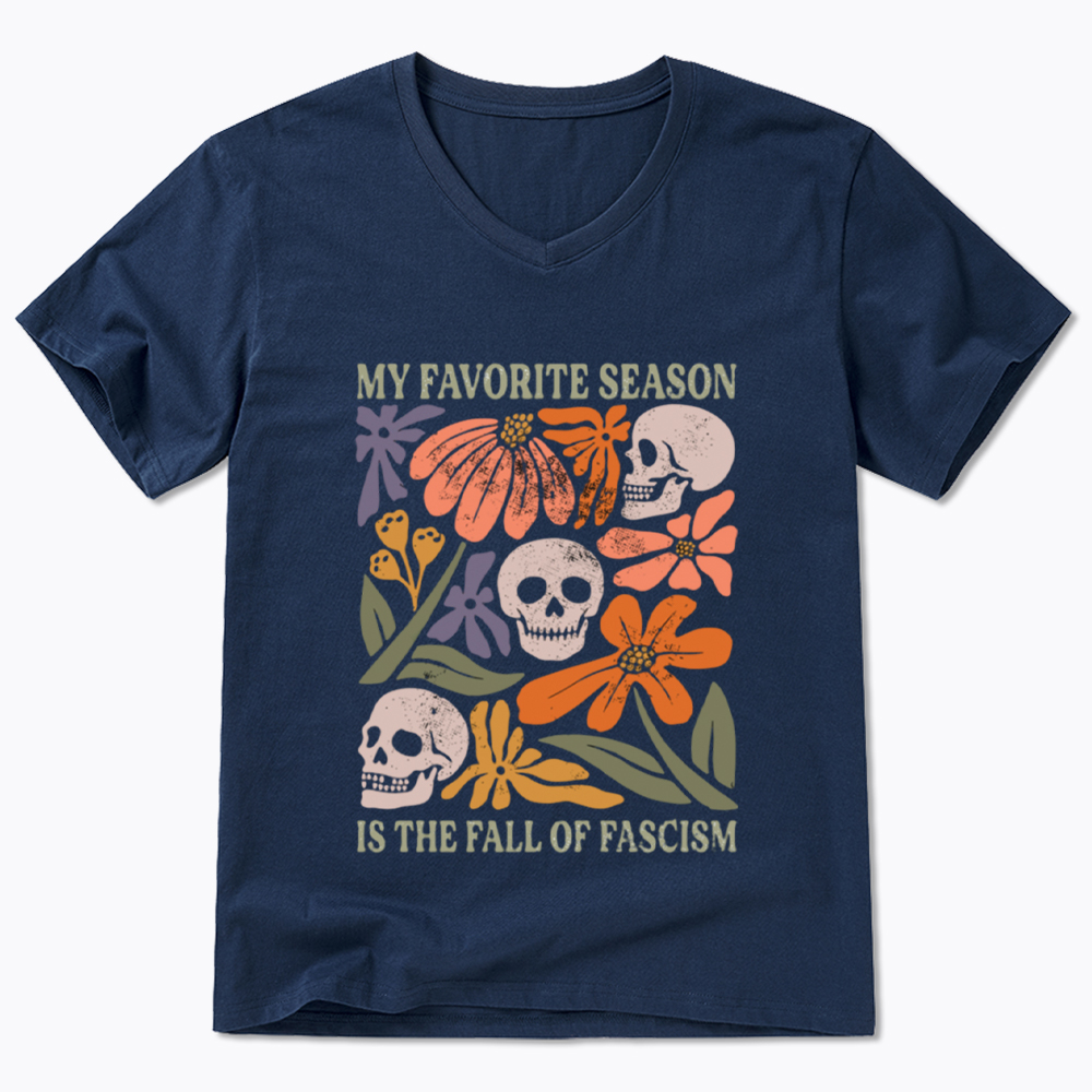 My Favorite Season Floral Skull V-Neck Classic T-Shirt